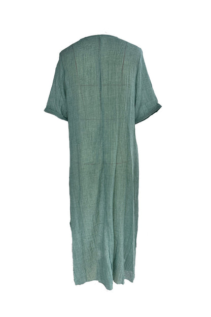 Cotton Solid V Neck Midi Dress - Seldom Seen Styles