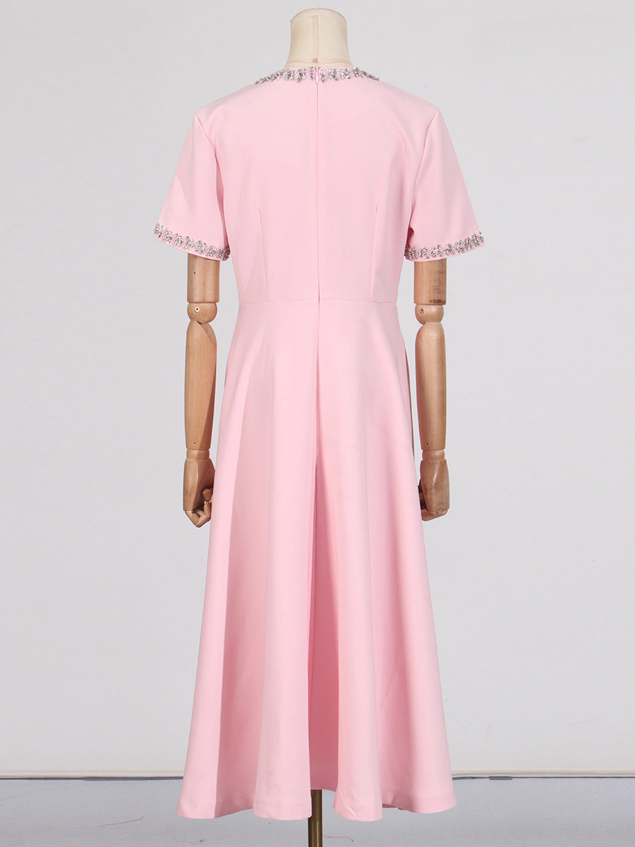 Cutout Midi Dress with Crystal Embroidery and Bow Details- - Seldom Seen Styles