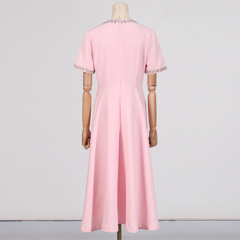 Cutout Midi Dress with Crystal Embroidery and Bow Details- - Seldom Seen Styles