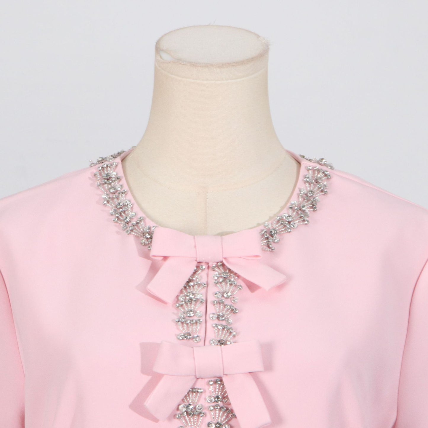 Cutout Midi Dress with Crystal Embroidery and Bow Details- - Seldom Seen Styles