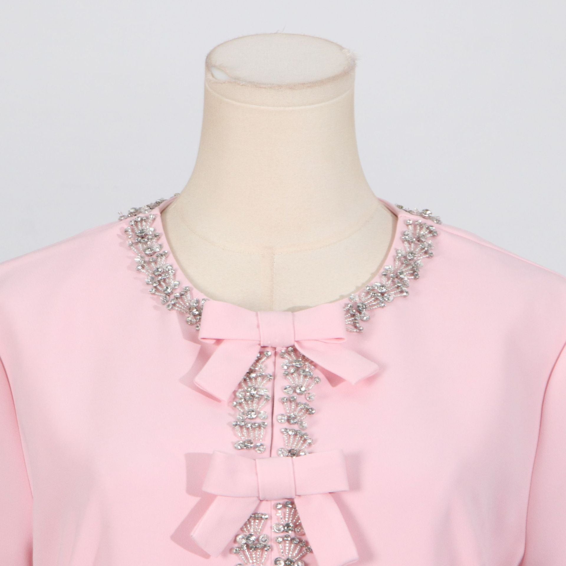 Cutout Midi Dress with Crystal Embroidery and Bow Details- - Seldom Seen Styles