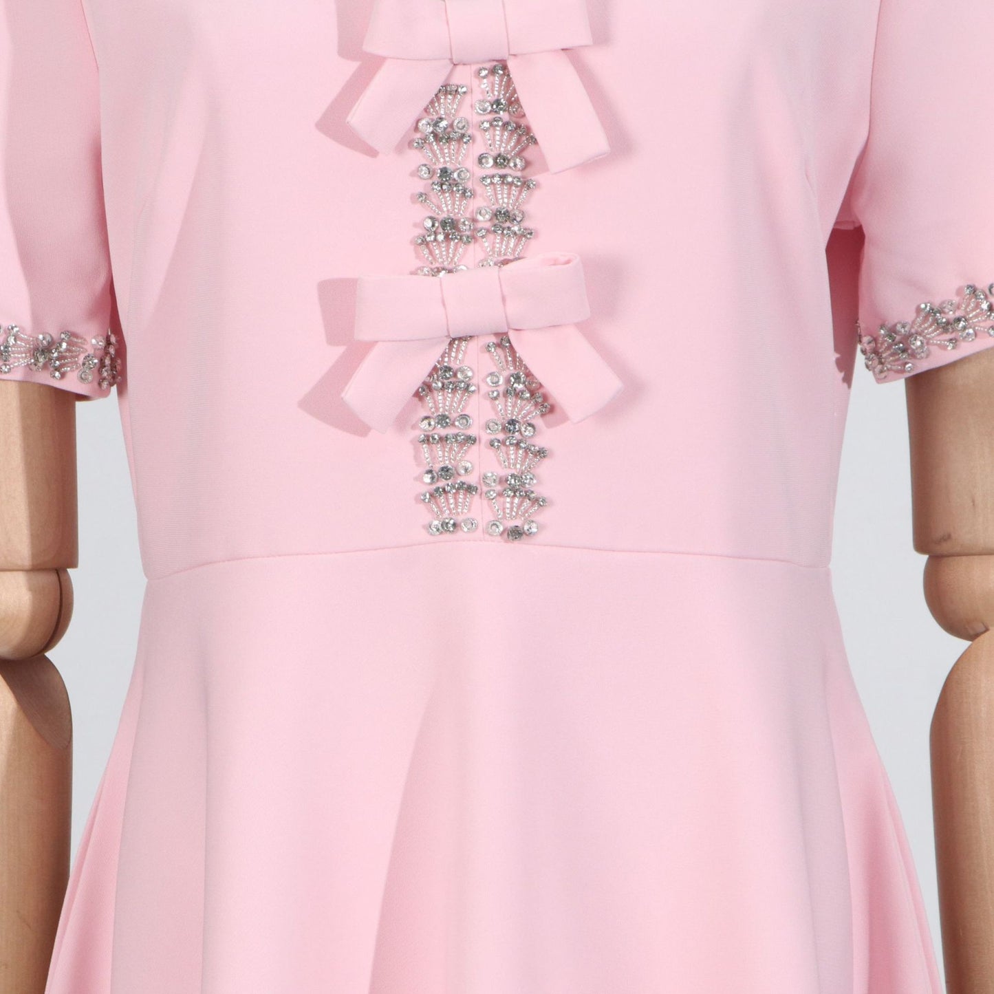 Cutout Midi Dress with Crystal Embroidery and Bow Details- - Seldom Seen Styles