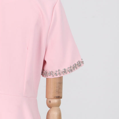 Cutout Midi Dress with Crystal Embroidery and Bow Details- - Seldom Seen Styles