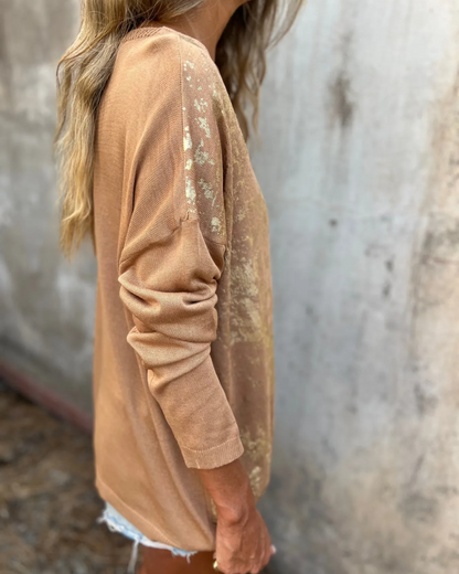 BANGLI - Casual Washed-Pattern Knit Top