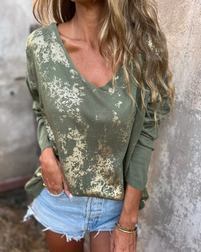 BANGLI - Casual Washed-Pattern Knit Top