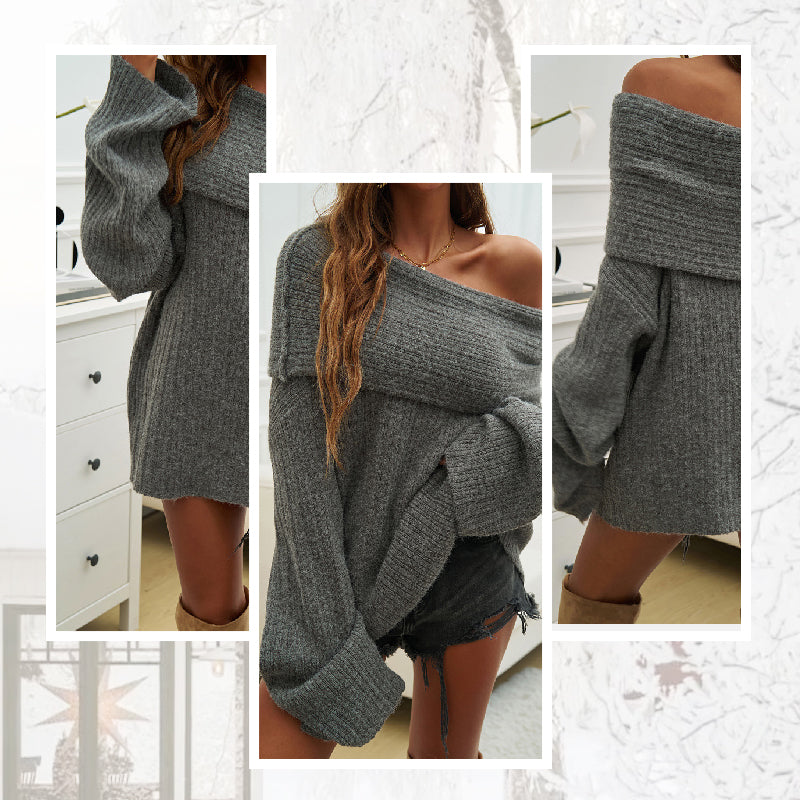 Fashionable loose monochrome sweater