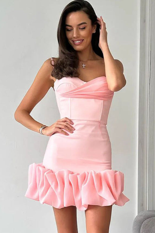 Draped Ruffle Mini Bustier Dress - Seldom Seen Styles