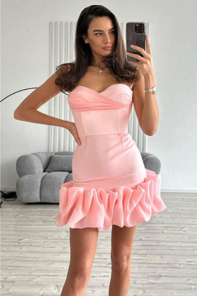 Draped Ruffle Mini Bustier Dress - Seldom Seen Styles