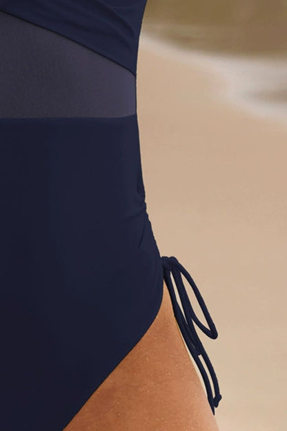 Drawstring Ruched V-Neck One-Piece Swimwear - Seldom Seen Styles