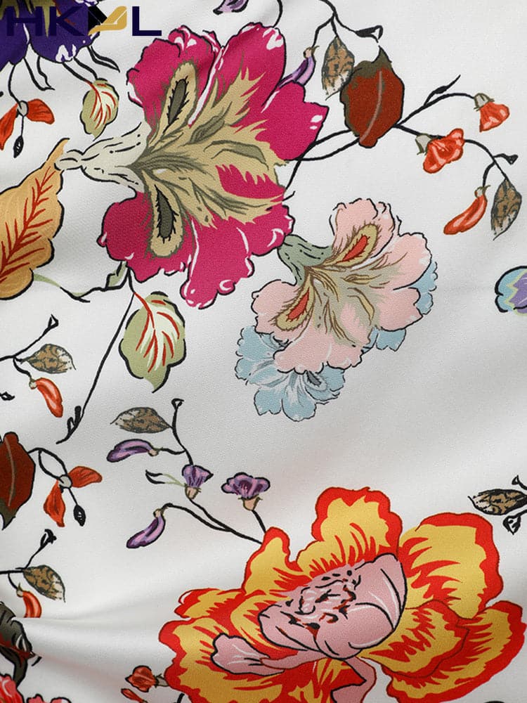 DressBetty - Women Fashion Floral Print Cutout Lantern Long Sleeve Dress - Seldom Seen Styles