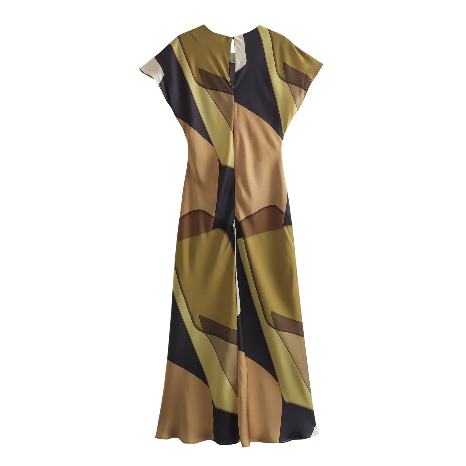 Ekala Twist Printed Maxi Dress Casual Pleated Satin Texture Long Dress - Seldom Seen Styles