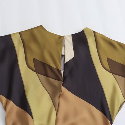 Ekala Twist Printed Maxi Dress Casual Pleated Satin Texture Long Dress - Seldom Seen Styles