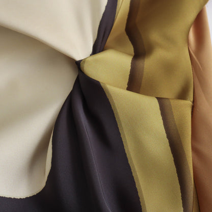 Ekala Twist Printed Maxi Dress Casual Pleated Satin Texture Long Dress - Seldom Seen Styles