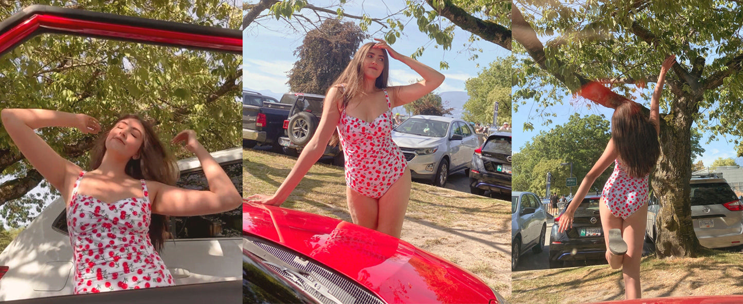 Ekouaer Women's One Piece Swimsuit Ruched Tummy Control Bathing Suits Vintage Retro Push Up Swimwear - Seldom Seen Styles