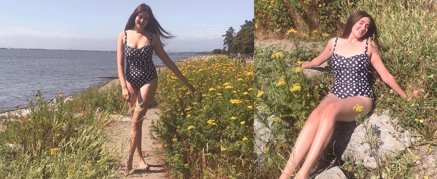 Ekouaer Women's One Piece Swimsuit Ruched Tummy Control Bathing Suits Vintage Retro Push Up Swimwear - Seldom Seen Styles