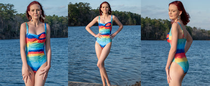 Ekouaer Women's One Piece Swimsuit Ruched Tummy Control Bathing Suits Vintage Retro Push Up Swimwear - Seldom Seen Styles