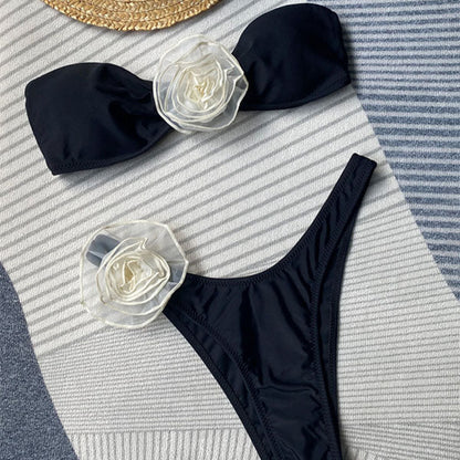 Elaine Rose Accent Strapless Bikini Set - Seldom Seen Styles