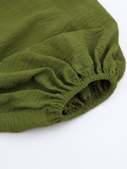 Elasticity Solid Color V-back Long Sleeves Loose Deep V-Neck Mini Dresses - Seldom Seen Styles