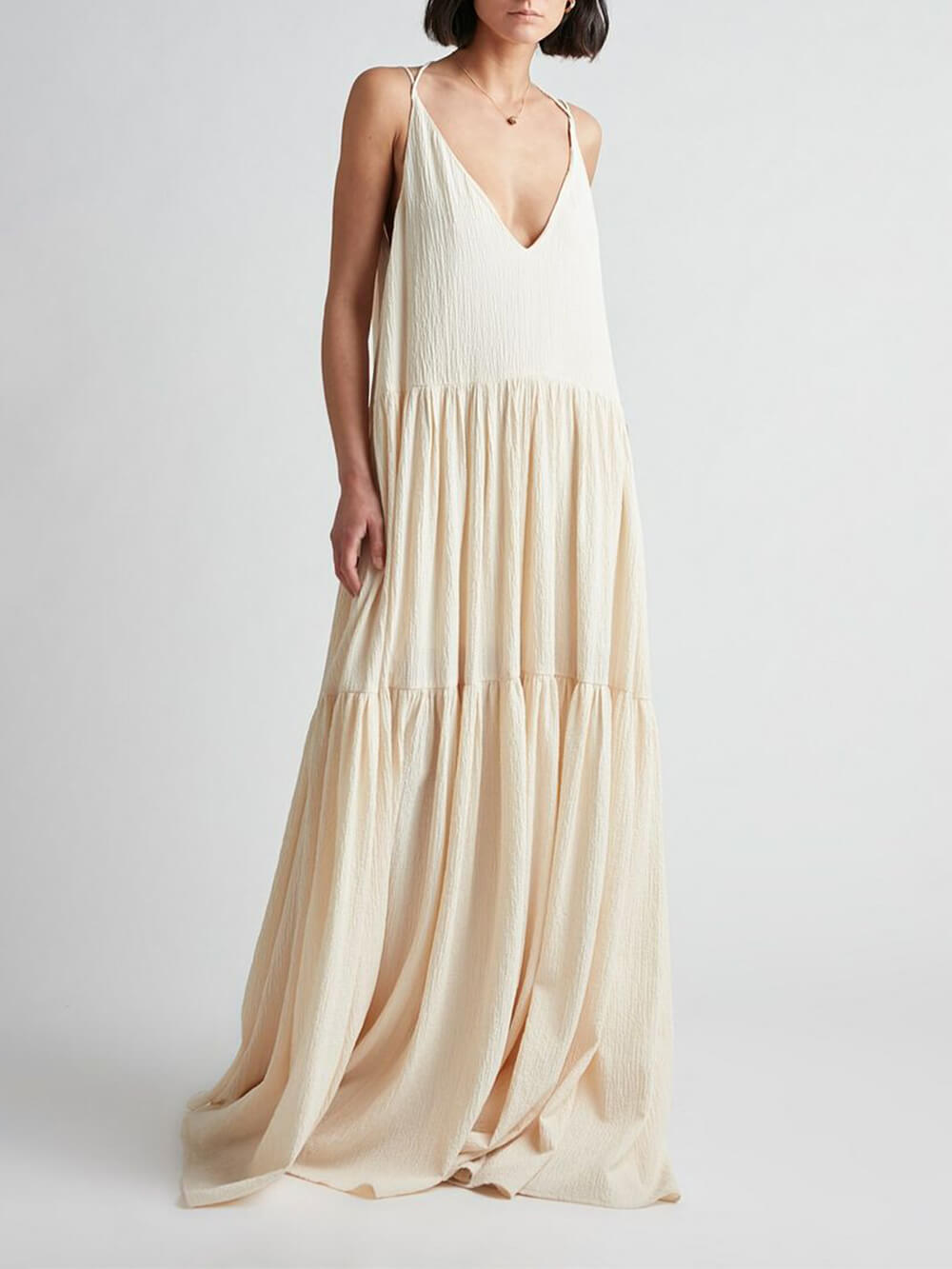 Elegant Resort Deep V-Neckline Strappy Maxi Dress - Seldom Seen Styles