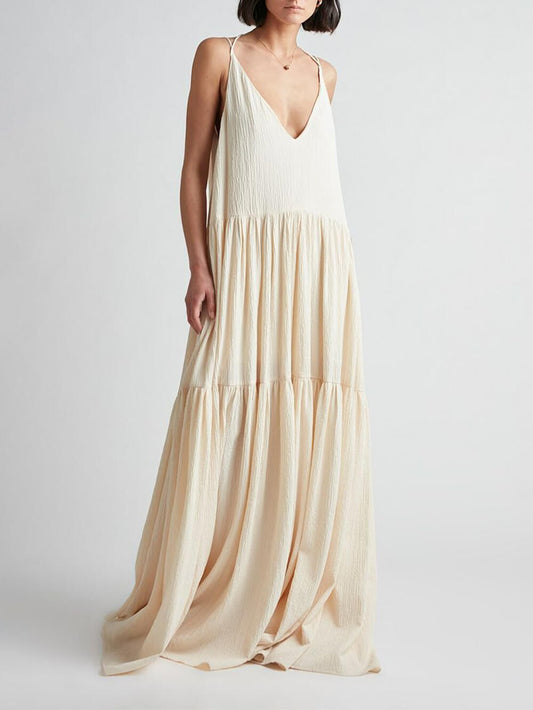 Elegant Resort Deep V-Neckline Strappy Maxi Dress - Seldom Seen Styles