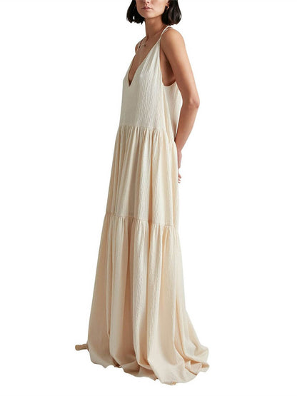 Elegant Resort Deep V-Neckline Strappy Maxi Dress - Seldom Seen Styles