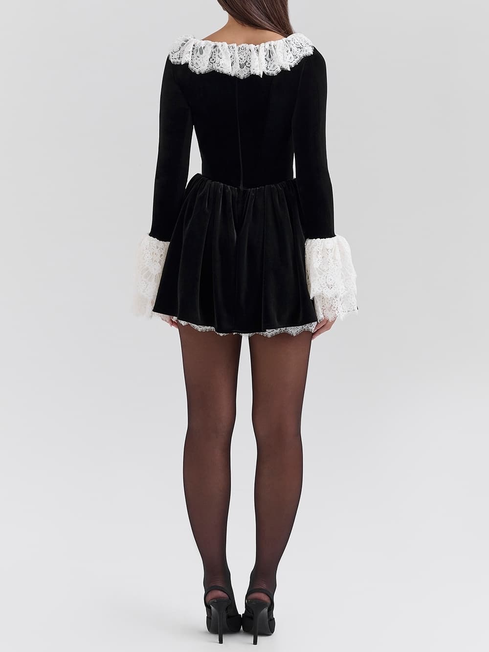 Elegant Velvet Lace Trimmed Mini Dress - Seldom Seen Styles