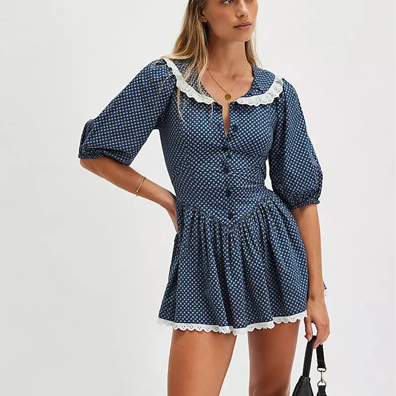 Ellen Lace Collar Mini Dress shirt dress dresses - Seldom Seen Styles