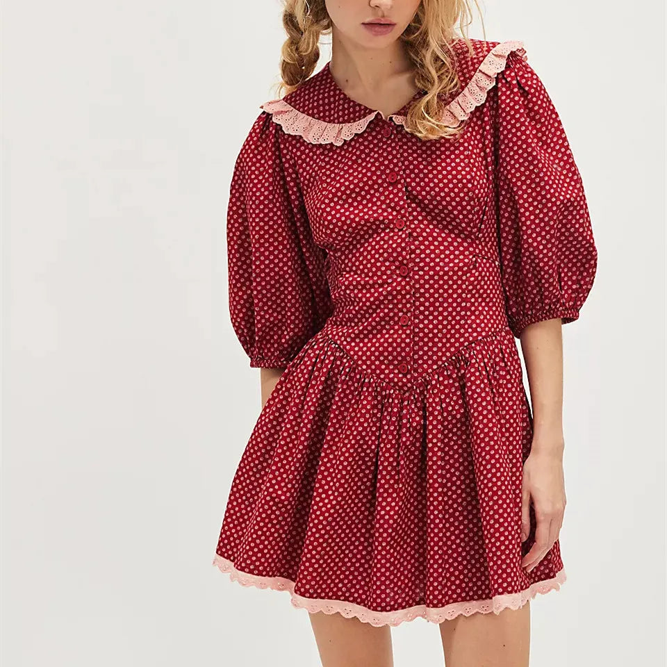 Ellen Lace Collar Mini Dress shirt dress dresses - Seldom Seen Styles