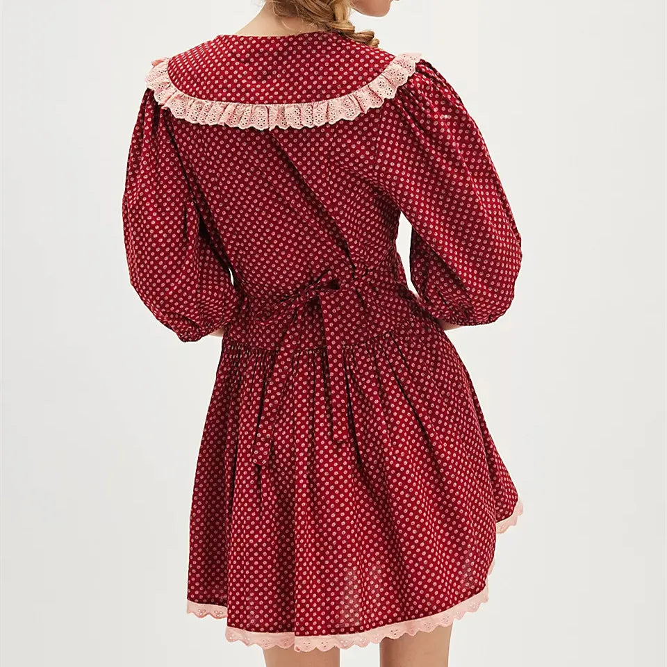 Ellen Lace Collar Mini Dress shirt dress dresses - Seldom Seen Styles