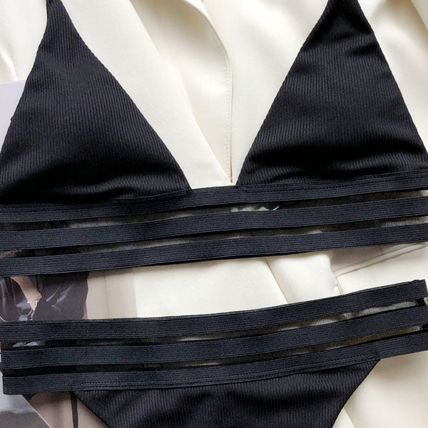 Ellina Ribbed Triangle Top Bikini Set - Seldom Seen Styles