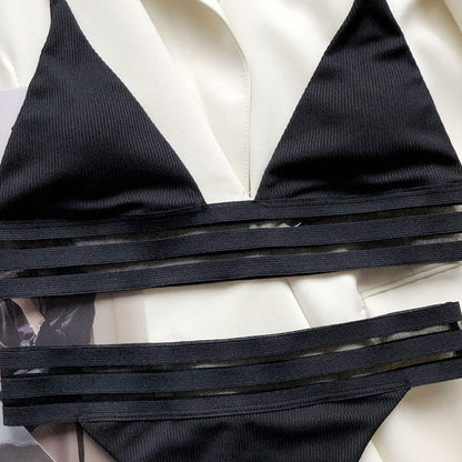 Ellina Ribbed Triangle Top Bikini Set - Seldom Seen Styles