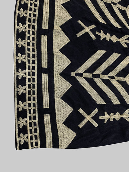 Embroidered Split-Joint Flared Sleeves Loose Deep V-Neck Mini Dresses - Seldom Seen Styles