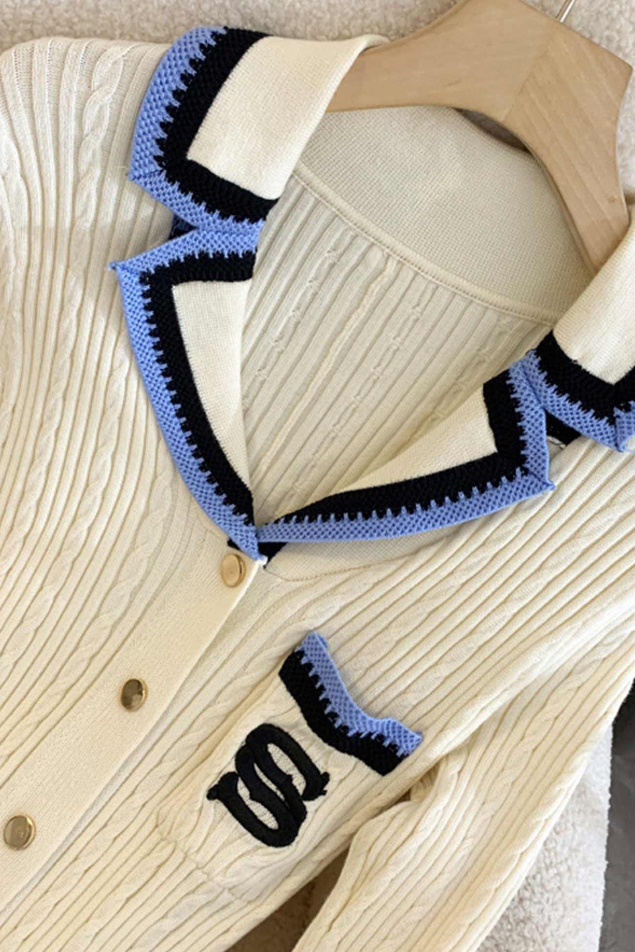 Embroidery Lapel Single-breasted Knit Dress - Seldom Seen Styles