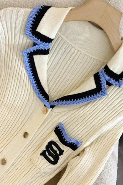 Embroidery Lapel Single-breasted Knit Dress - Seldom Seen Styles