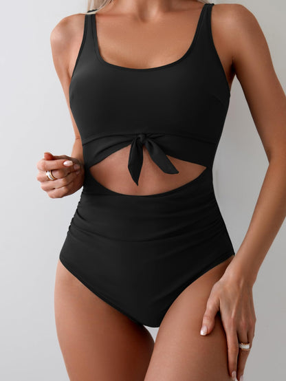 Emoswimsuit - Women's One Piece Swimsuit Tummy Control Slimming Bathing Suit Cutout Tie Knot Swimwear - Seldom Seen Styles