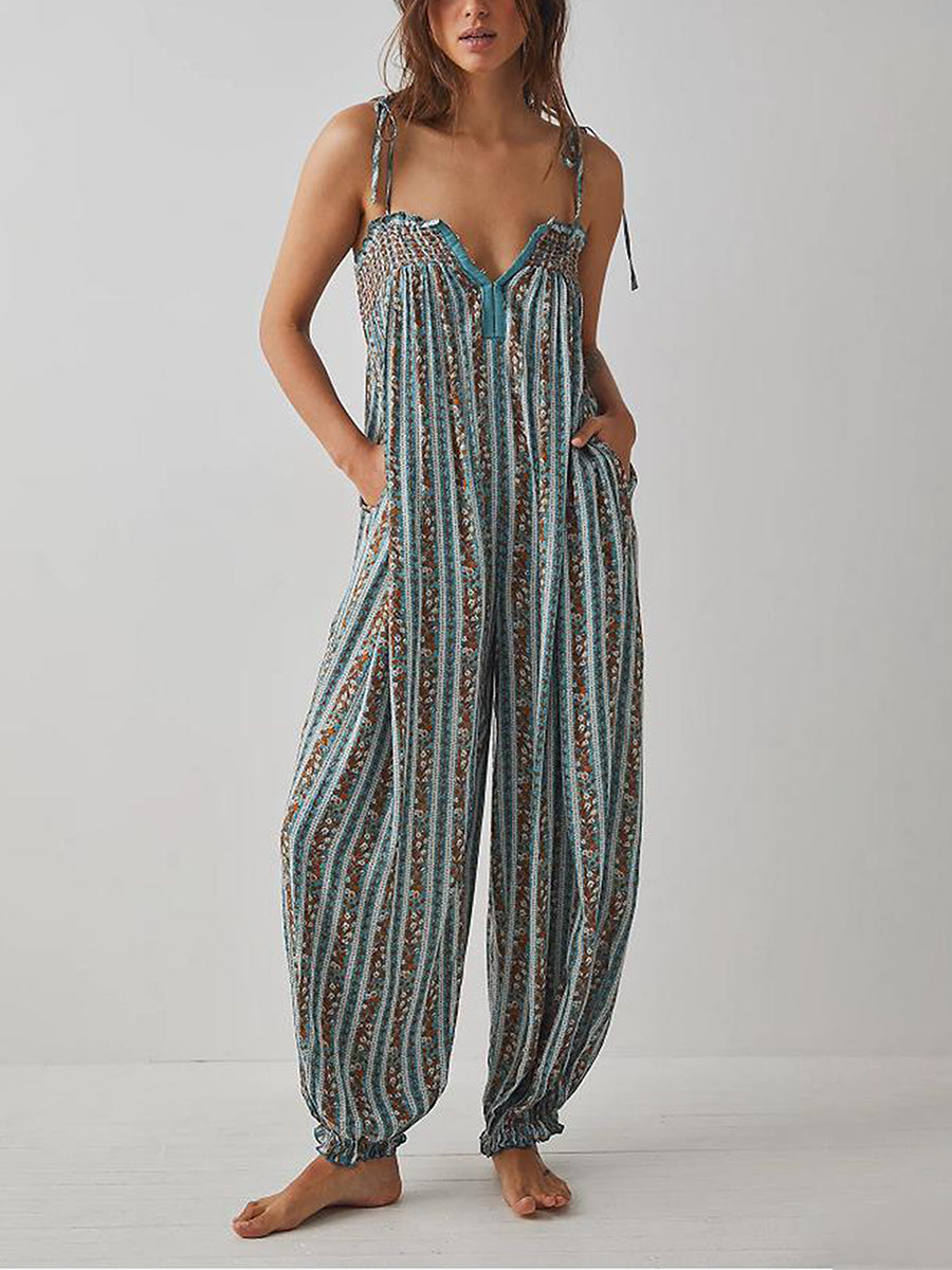 Esme Boho Jumpsuit Loose Stripes - Seldom Seen Styles