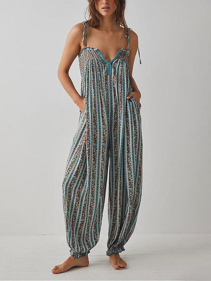 Esme Boho Jumpsuit Loose Stripes - Seldom Seen Styles