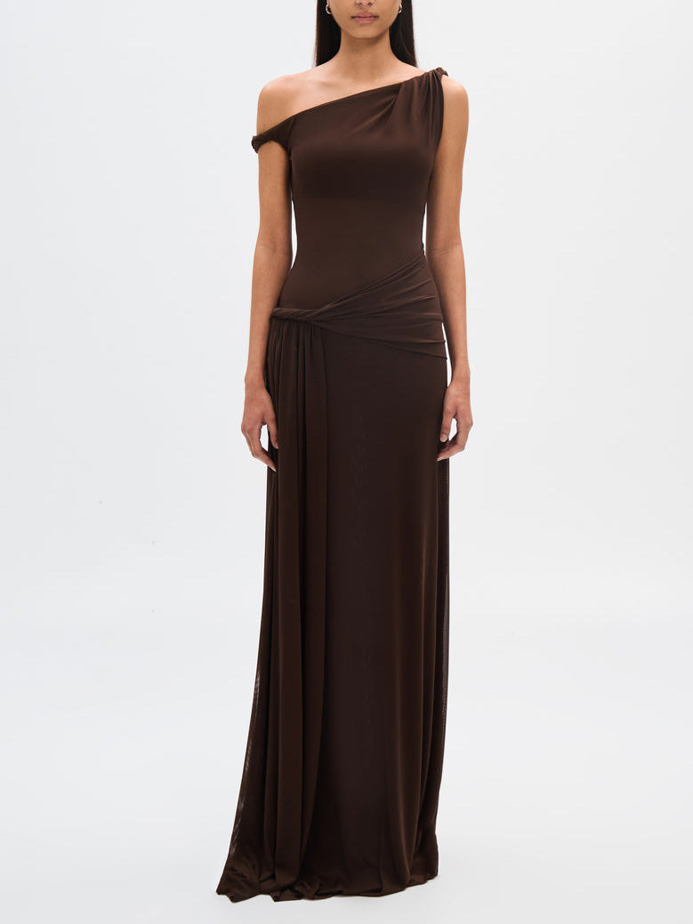 Espresso Sisal Mesh Maxi Dress - Seldom Seen Styles