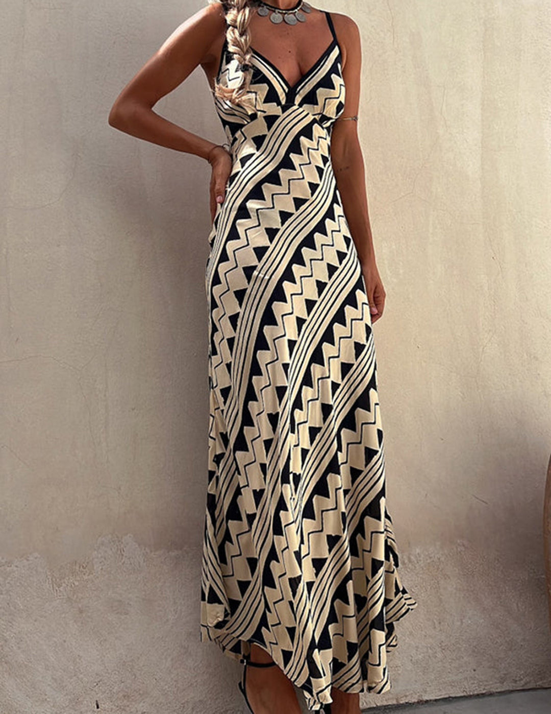 Exclusive Melody Satin Ethnic Print Smocked Back Midi Dress - Seldom Seen Styles