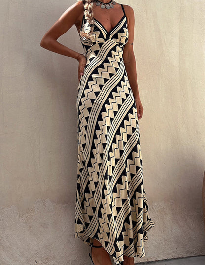 Exclusive Melody Satin Ethnic Print Smocked Back Midi Dress - Seldom Seen Styles