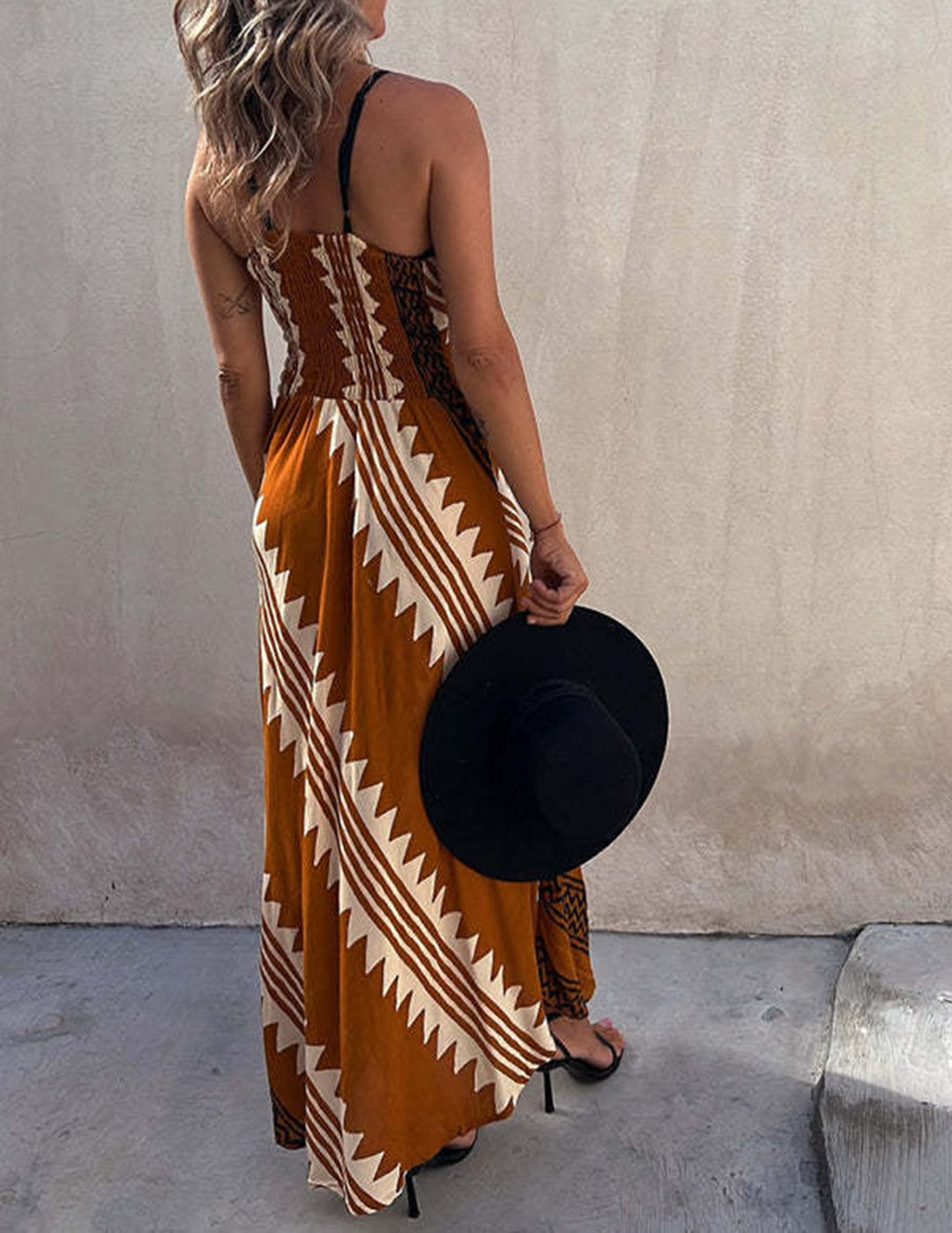 Exclusive Melody Satin Ethnic Print Smocked Back Midi Dress - Seldom Seen Styles