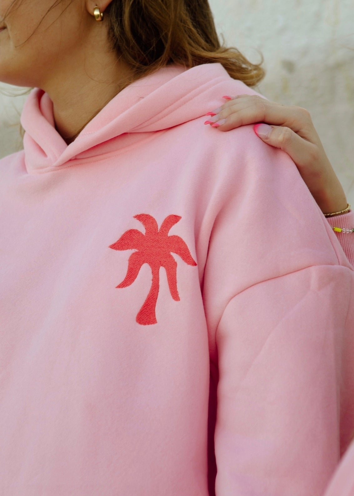 "Everything Comes in Waves" Hoodie in Pink