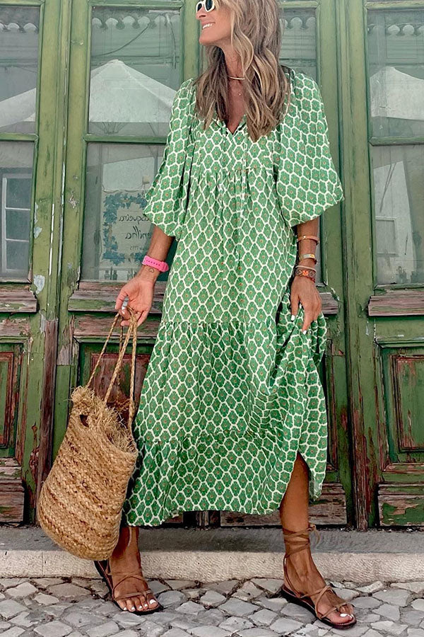 Fabulous Time Puff Sleeve Tiered Midi Dress - Seldom Seen Styles