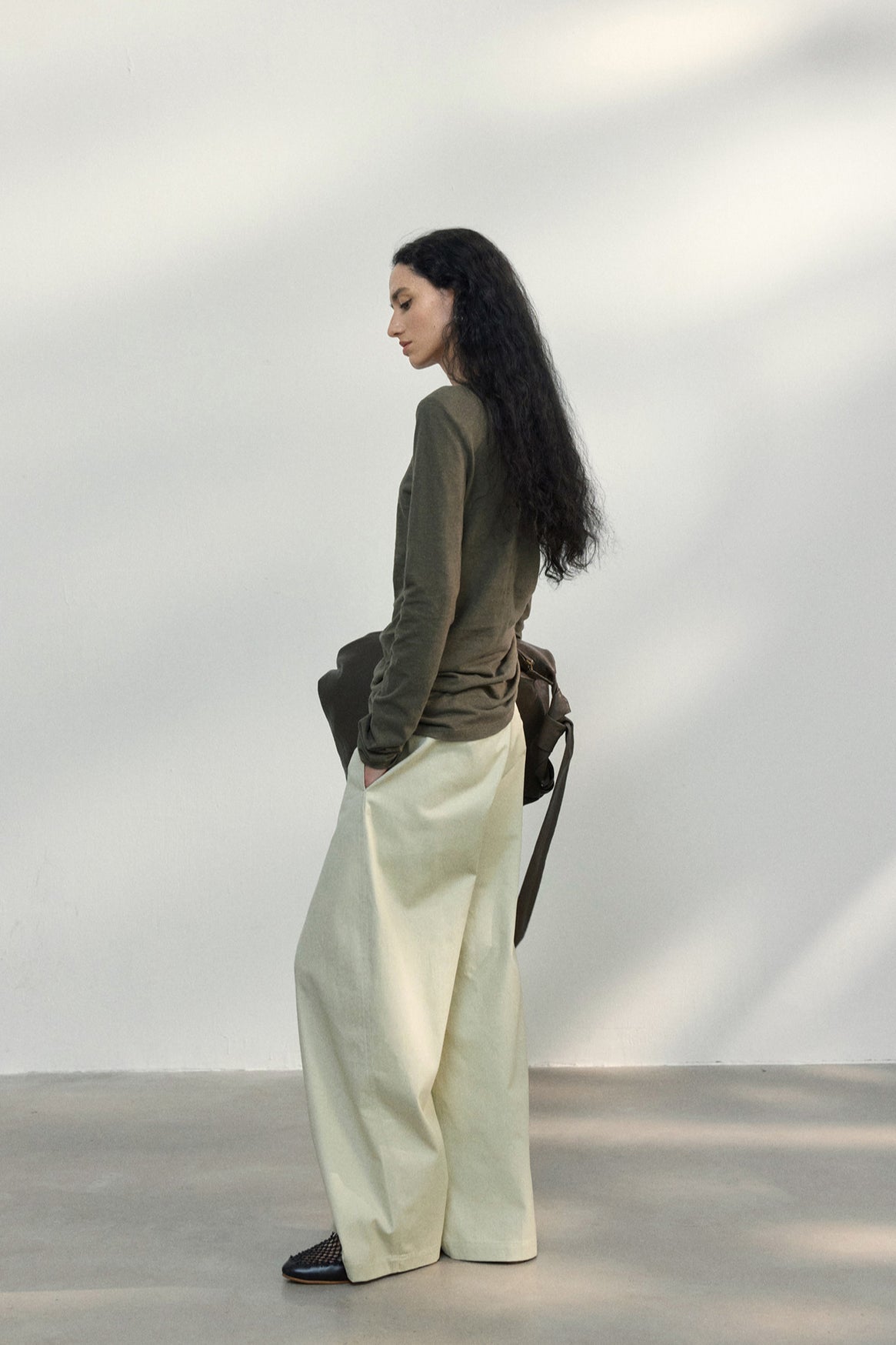 Fitted Textured Pleated Cotton Linen Women's Casual Long Sleeve Tops Crew Neck Round Hem  T-Shirts Tunic Tops - Seldom Seen Styles