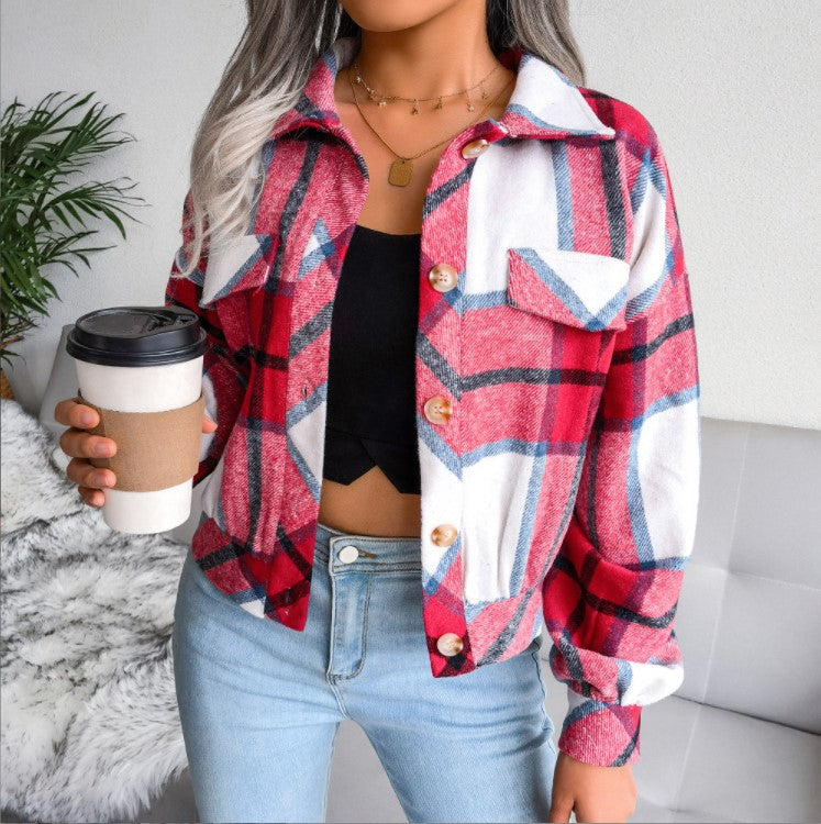 Flannels for Women Cropped Shacket Jacket Fashion Plaid Button Down Shirt 2025 Fall Coat Tops - Seldom Seen Styles