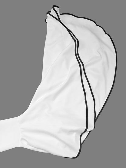 Flared Sleeves Long Sleeves Solid Color Stand Collar Mini Dresses - Seldom Seen Styles