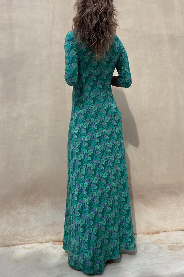Floral Half Sleeve Elastic Maxi Dress - Seldom Seen Styles