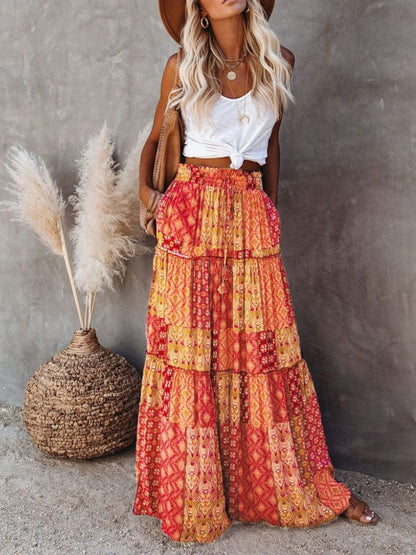 Floral Print Bohemian Maxi Skirt - Seldom Seen Styles