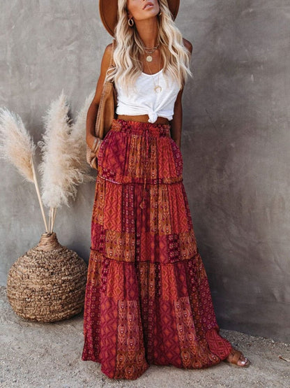 Floral Print Bohemian Maxi Skirt - Seldom Seen Styles