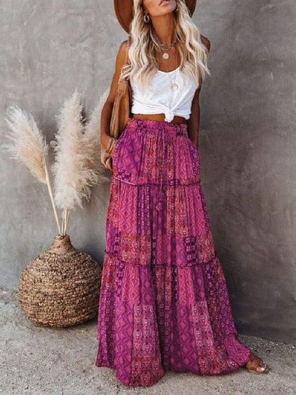 Floral Print Bohemian Maxi Skirt - Seldom Seen Styles